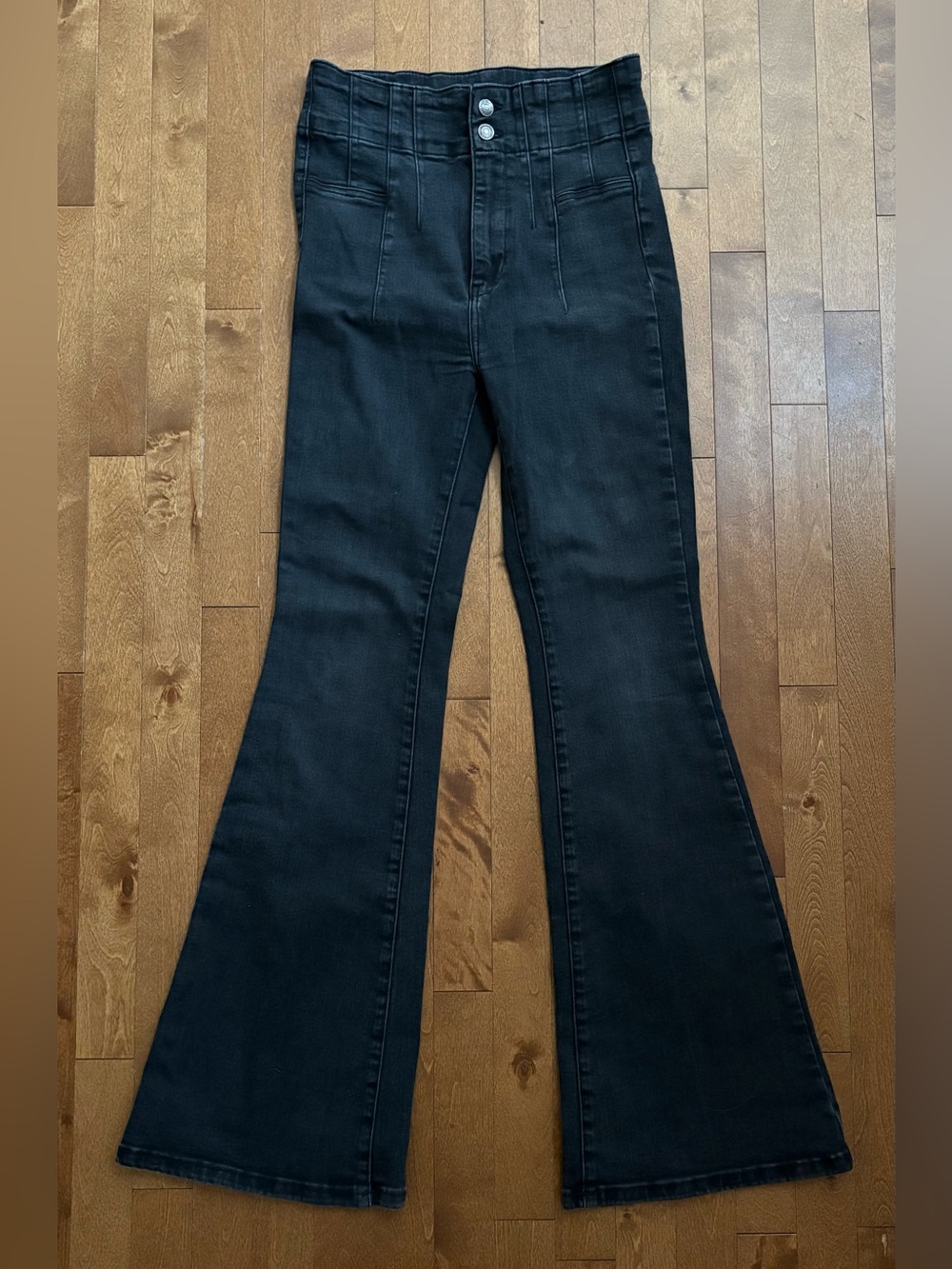 We The Free by Free People Just Float On High-Rise Flare Jeans Black – Size 28